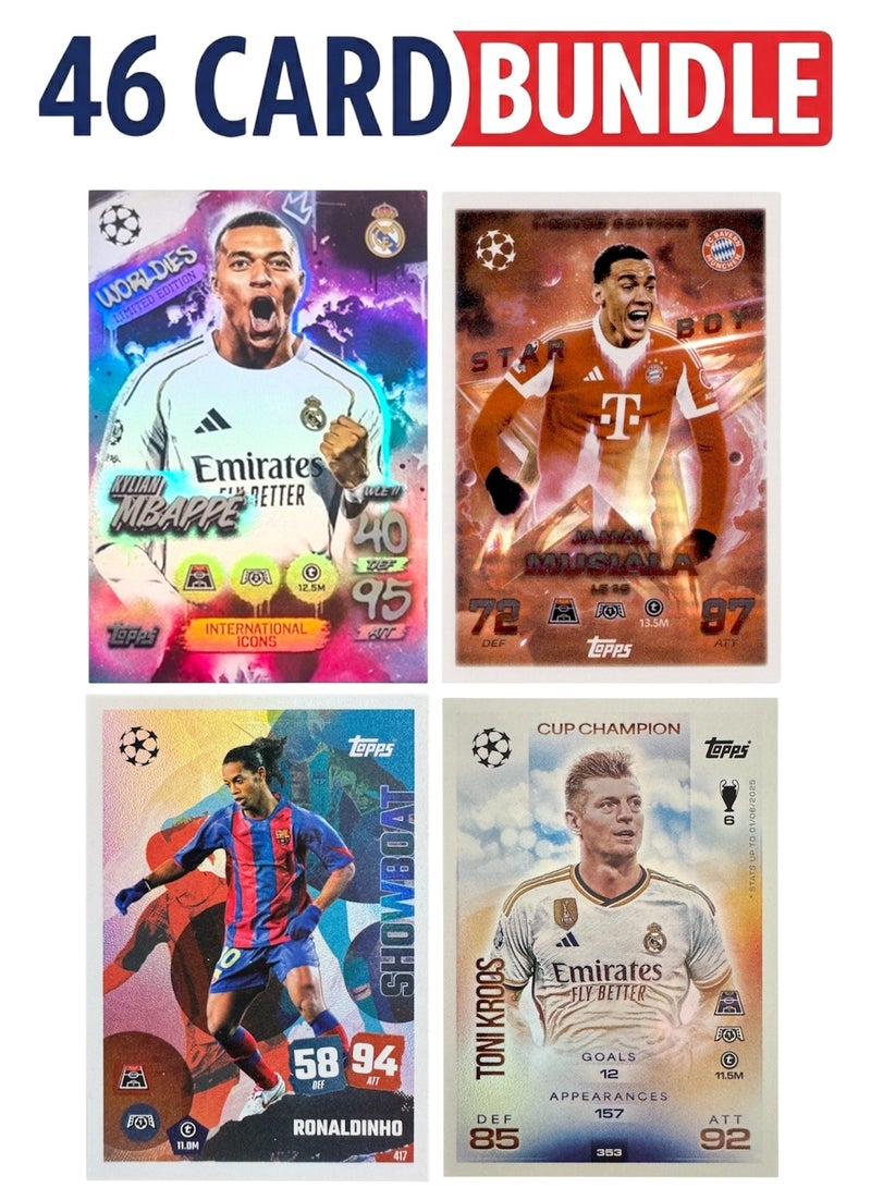 Topps Match Attax 25/26 - Bundle 46 Cards including Mbappe & Ronaldinho - Image 1