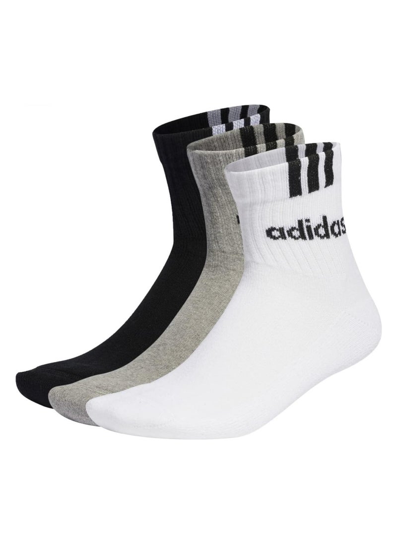 Adidas 3-Stripes Linear Half-Crew Cushioned Socks 3 Pairs 