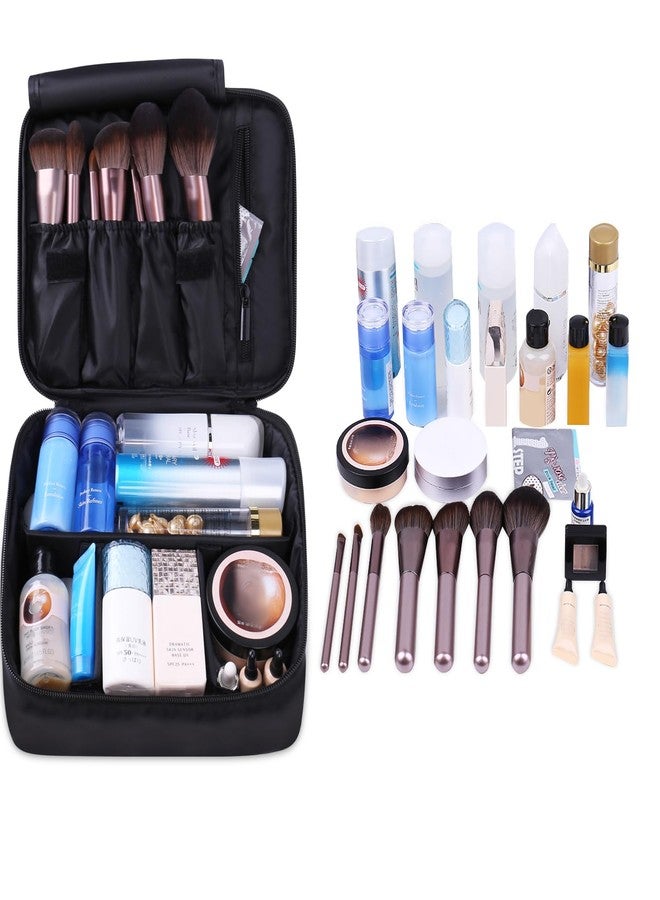 Narwey Travel Makeup Bag Large Cosmetic Bag Makeup Case Organizer for Women and Girls (Black-New) - Image 3