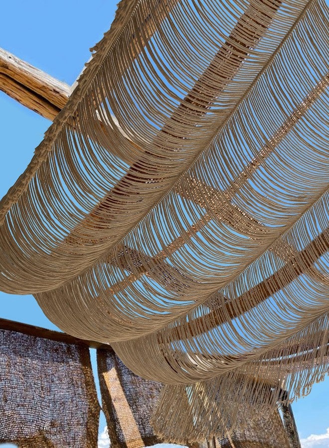 Flber Macrame Curtain Boho Curtain Doorway Window Wall Decor Fiber Yarn Art Handwoven Wall Hanging Art Craftsmanship Home Door Bedroom Wedding Backdrop Arch,Closet Room Divider 59" W x 75" H (1 Panel,Khaki) - Image 3