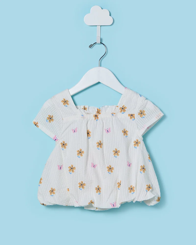 Redtag Infant Girls White And Pink Top With Trousers Set (2 Piece)