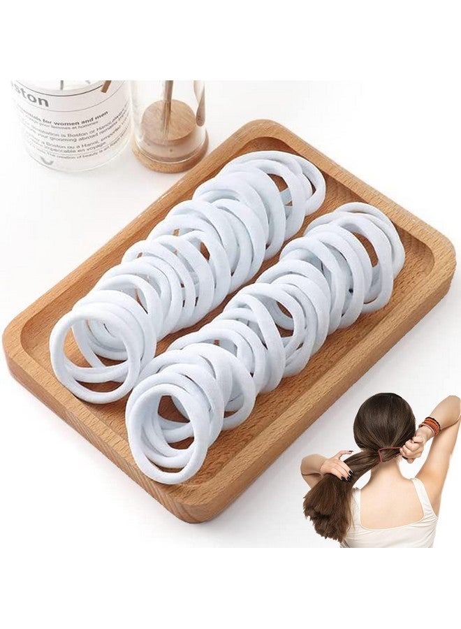 BIRDWARE Black Hair Ties for Women Girls, Seamless Thick Black Hair Band, Multi color Elastic Hair Ties No Damage Ponytail Holder (30Pc White Ring) - Image 1