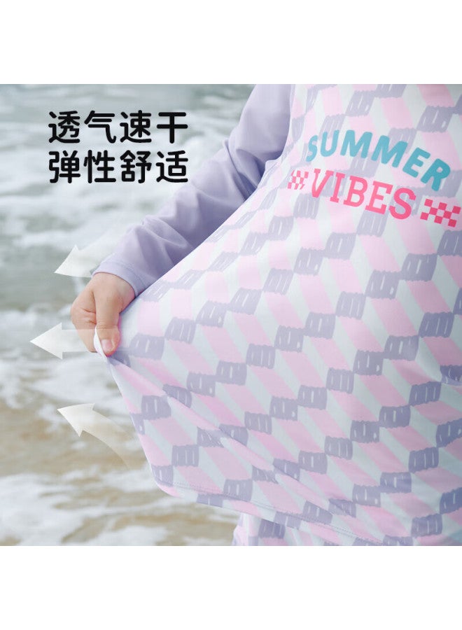 Lemonkid Kids' Swimwear Boys Girls Children's Swimwear Split Type Kids Long Sleeve Sunscreen Baby Swimsuit Pants Snorkeling Ice Blue 120 - Image 1