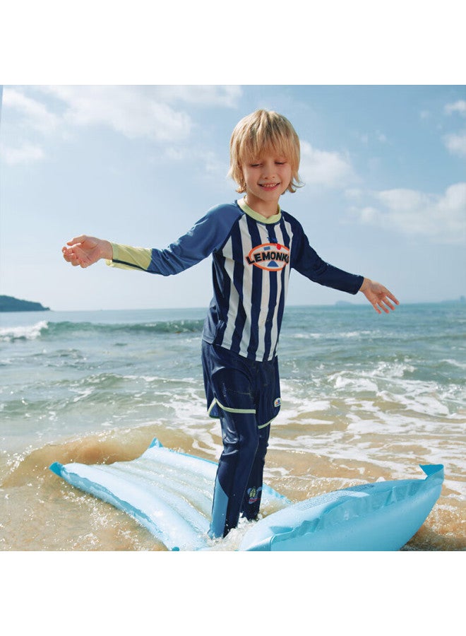 Lemonkid Kids' Swimwear Boys Girls Children's Swimwear Split Type Kids Long Sleeve Sunscreen Baby Swimsuit Pants Snorkeling Ice Blue 120 - Image 2