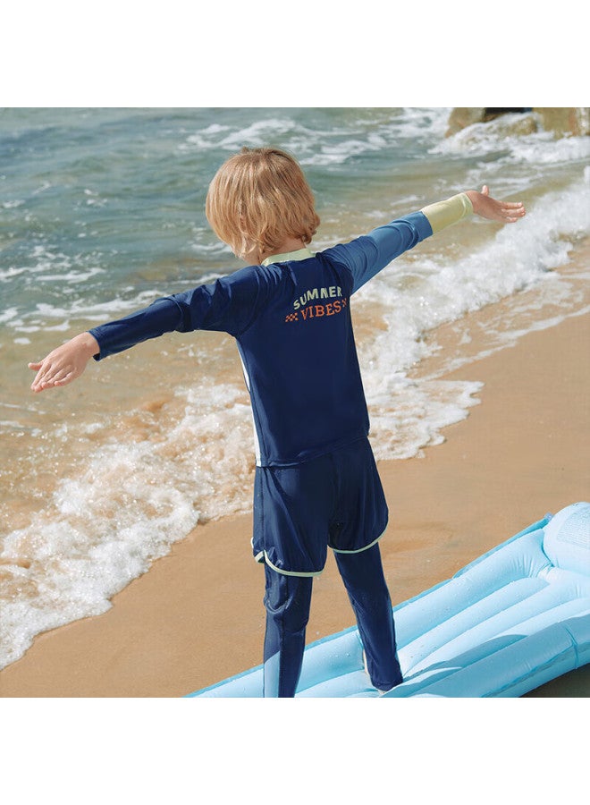 Lemonkid Kids' Swimwear Boys Girls Children's Swimwear Split Type Kids Long Sleeve Sunscreen Baby Swimsuit Pants Snorkeling Ice Blue 120 - Image 4