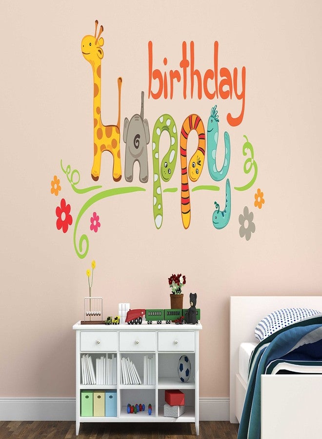 Wallstick Happy Birthday with Animals wallstickers (Vinyl 75 cm x 40 cm) - Image 3
