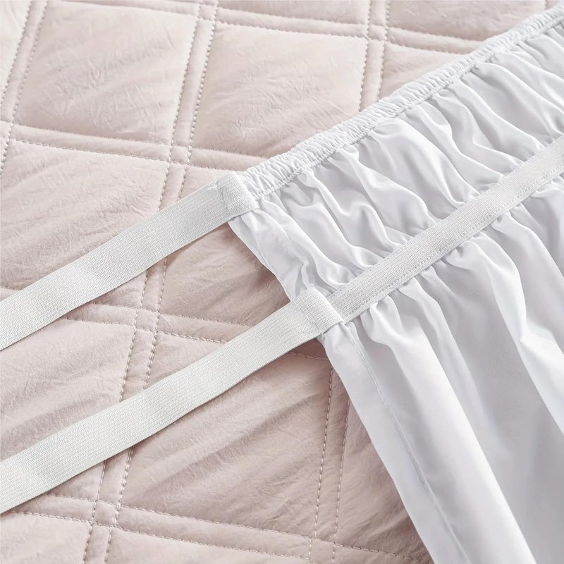 Ruffle Bed Skirt Twin/Full/Queen/King Size LaceTrimmed Elastic Wrap Around Dust Ruffles Bed Skirt with Wrinkle and Fade Resistant(Queen 153x203cm) - Image 5