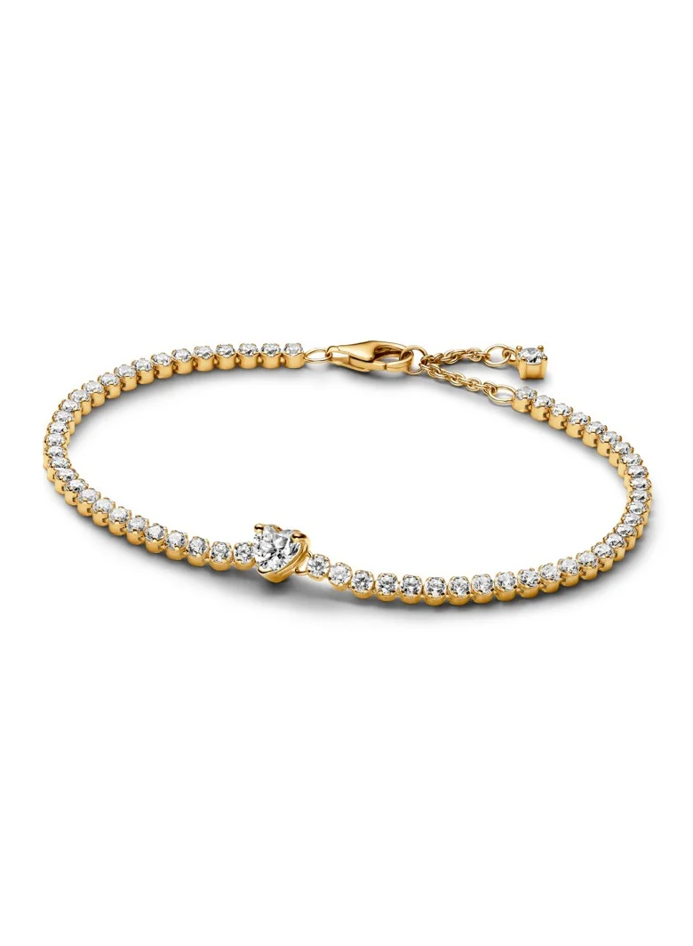 باندورا Sparkling Heart Tennis Bracelet