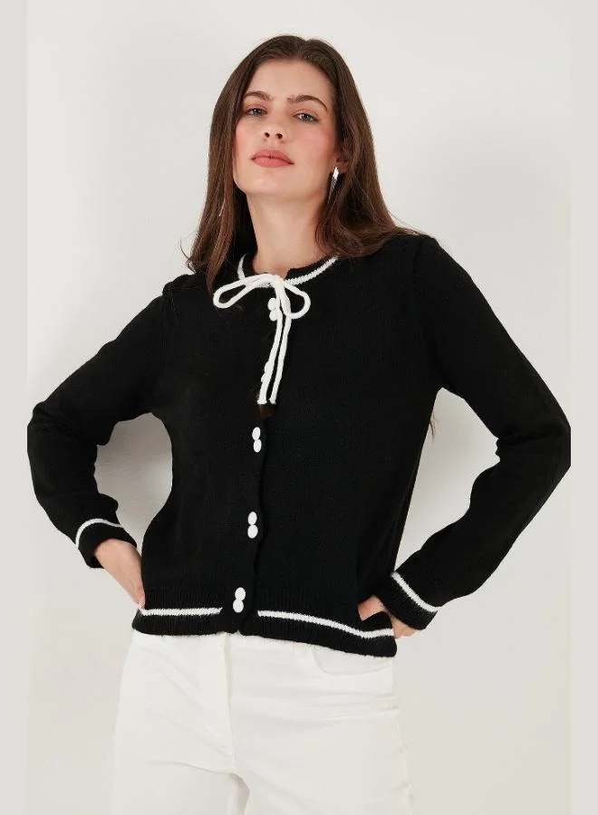 ليلا كارديجان نسائي بياقة ربطة من ليلا