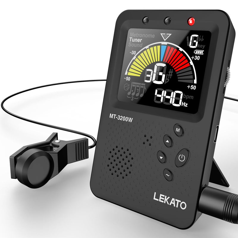 LEKATO Metronome Tuner, Rechargeable 3 In 1 Digital Metronome with Vocal Count, Tone Generator Tuners for Guitar, Bass, Violin, Ukulele, Chromatic, Clarinet, Trumpet, Flute, All Instruments, Black by LEKATO - Image 1