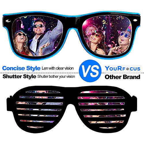 YouRfocus Led Light up Glasses 2 Pack Glow in The Dark Neon Rave Glasses for Rave Party, EDM, Halloween, Christmas, Wired with Battery Power (Blue + Green) - Image 3