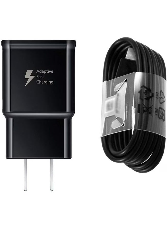 محول سفر سريع الشحن مع كابل USB نوع C إلى A 15 واط أسود - Image 1