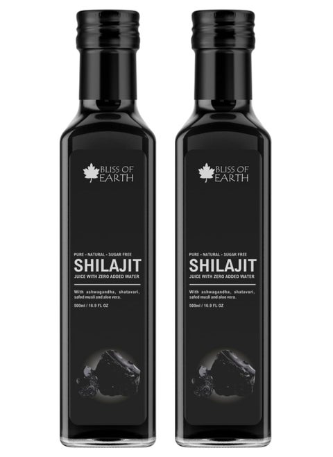 Shilajit Energy Drink Pure Authentic Himalayan Shilajit Juice For Men Rich In Fulvic Acid & Minerals Shilajeet Juice 500ml PET Bottle Pack of 2