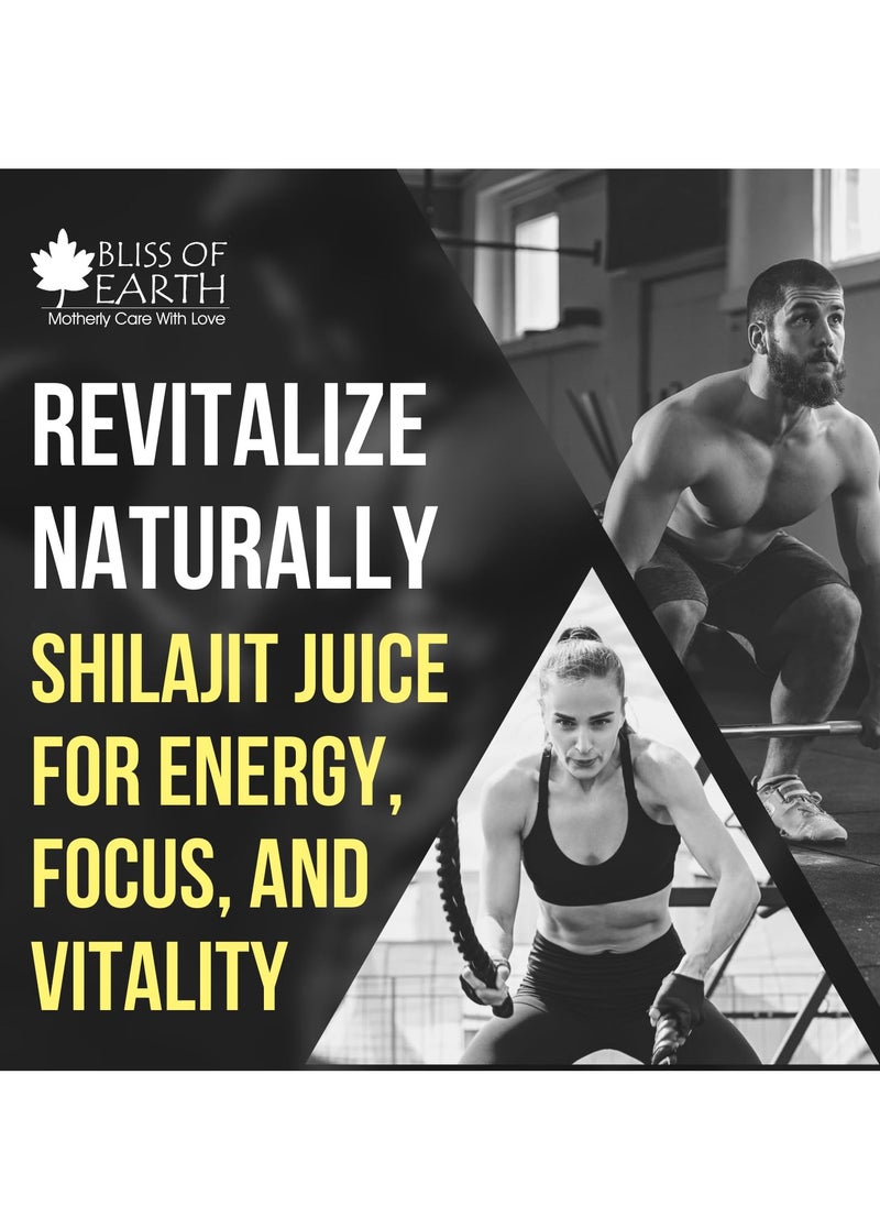 BLISS OF EARTH Shilajit Energy Drink Pure Authentic Himalayan Shilajit Juice For Men Rich In Fulvic Acid & Minerals Shilajeet Juice 500ml PET Bottle Pack of 2  - Image 5