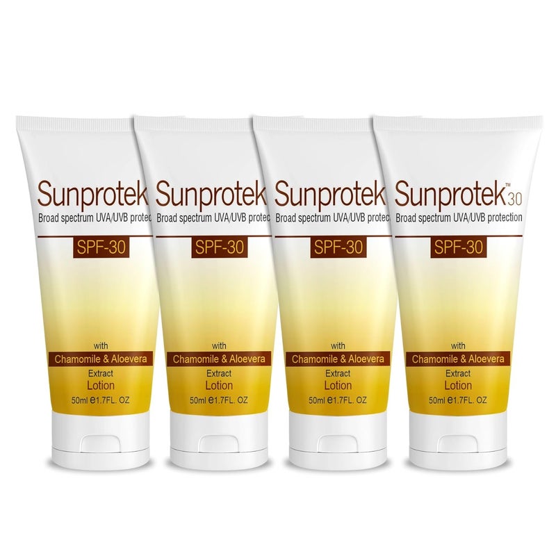 Salve Sunprotek Broad Spectrum Sunscreen with SPF 30 Body Face Lotion Protects from Harmful UVAUVB Sun Rays 50ml Pack of 4 - Image 1