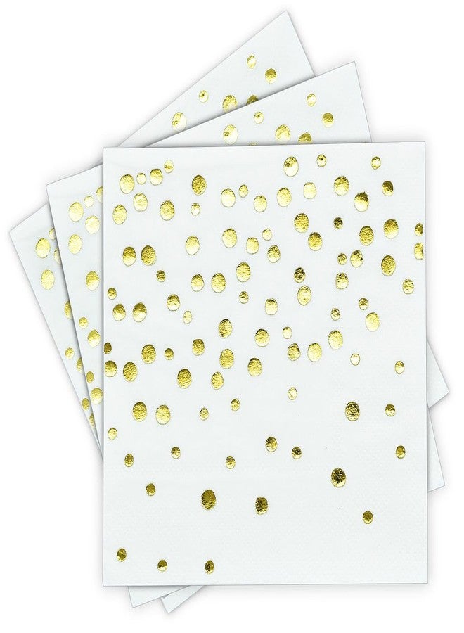 Sunshine Supply Confetti Dots Gold Cocktail Napkins - 3-Ply Disposable Decorative Party Napkins for Wedding, Engagement, Bridal Shower & Birthday Celebrations - Image 1