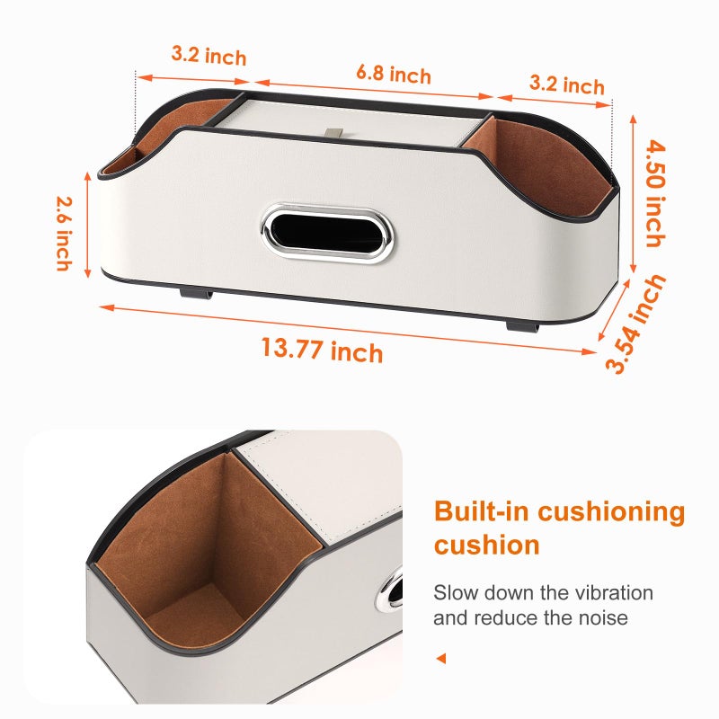 Sancaral Car Rear Backseat Extra Multifunctional Drink Cup Holder Organizers With Tissue Storage Box Organizer & Hooks For Car Seat Back. White - Image 4