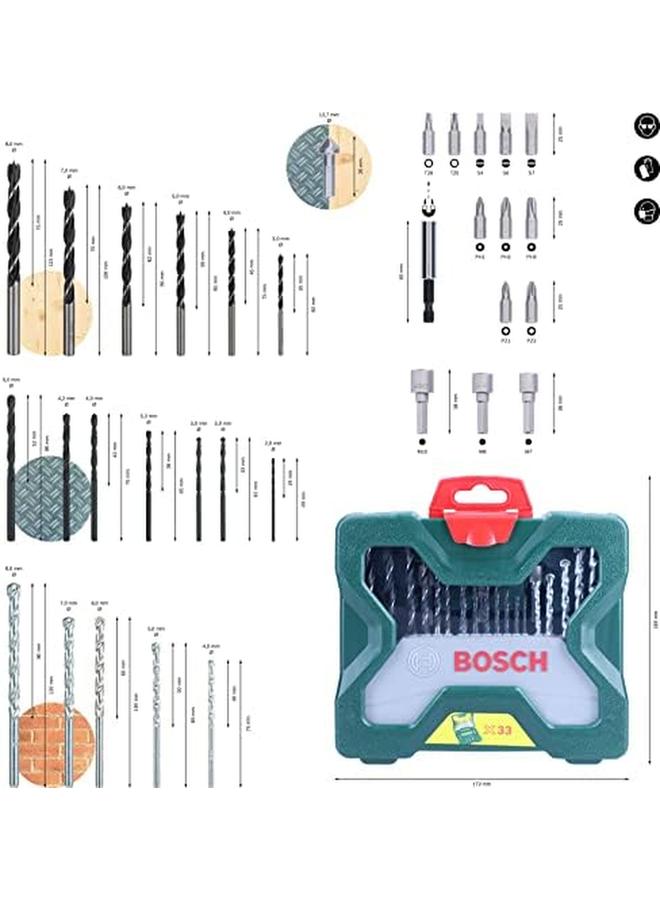 BOSCH X Line Drill Line Set 33 Pieces Ideally Equipped To Handle Virtually Any Task Versatile Diy Enthusiast Set For Drilling Inch Wood And Metal - Image 4