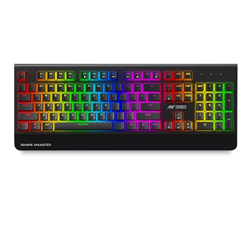 Ant Esports MK4000 Smartchoice Mechanical Gaming Keyboard, RGB LED Backlit Aluminium Base, Hot Swappable Switches, Full Size 104 Keys,Fully Programmable Red Switch, Wired USB, PC Laptop PS5 Compatible - Image 1