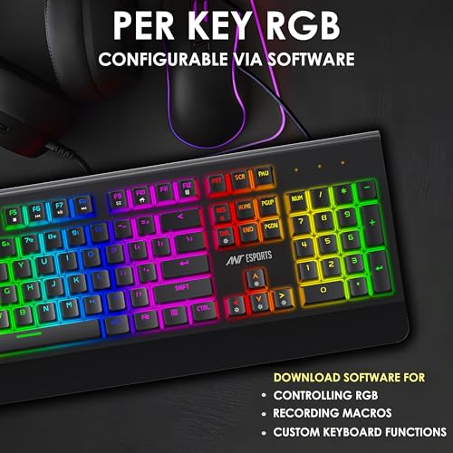Ant Esports MK4000 Smartchoice Mechanical Gaming Keyboard, RGB LED Backlit Aluminium Base, Hot Swappable Switches, Full Size 104 Keys,Fully Programmable Red Switch, Wired USB, PC Laptop PS5 Compatible - Image 3