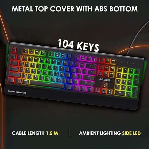Ant Esports MK4000 Smartchoice Mechanical Gaming Keyboard, RGB LED Backlit Aluminium Base, Hot Swappable Switches, Full Size 104 Keys,Fully Programmable Red Switch, Wired USB, PC Laptop PS5 Compatible - Image 4