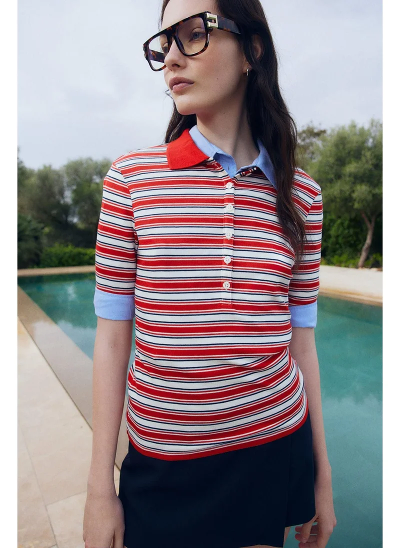 H&M Ribbed polo shirt