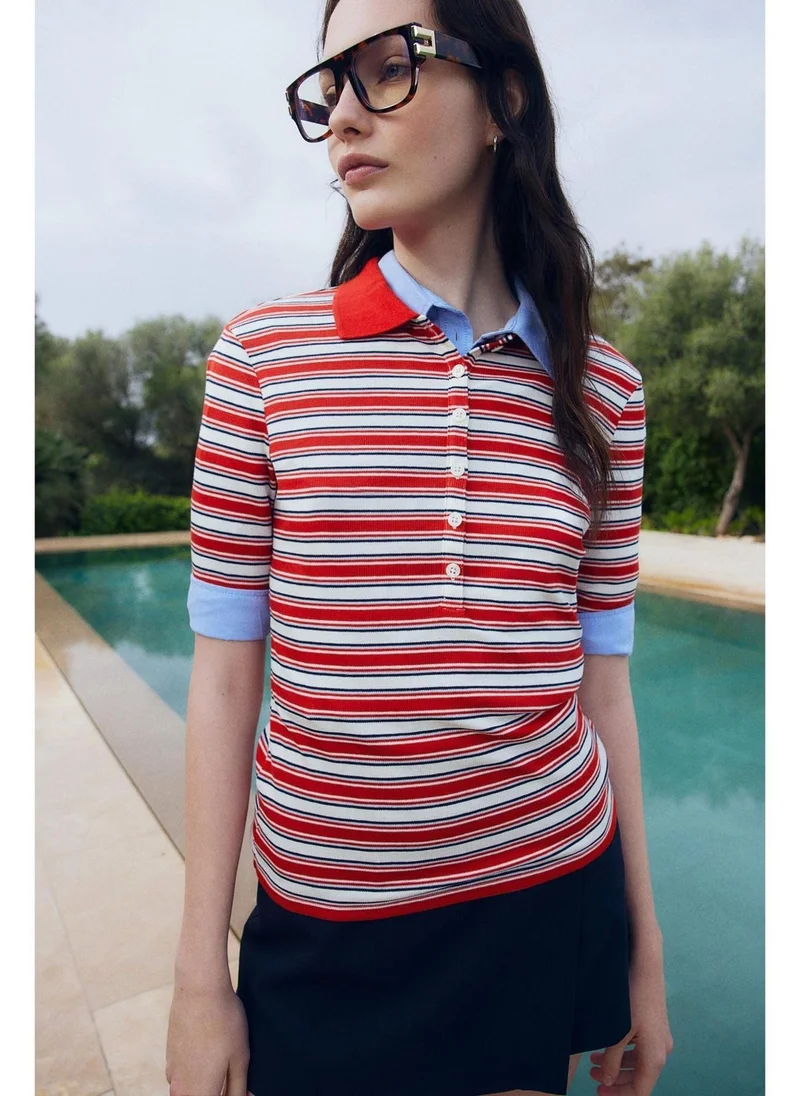 اتش اند ام قميص بولو مضلع