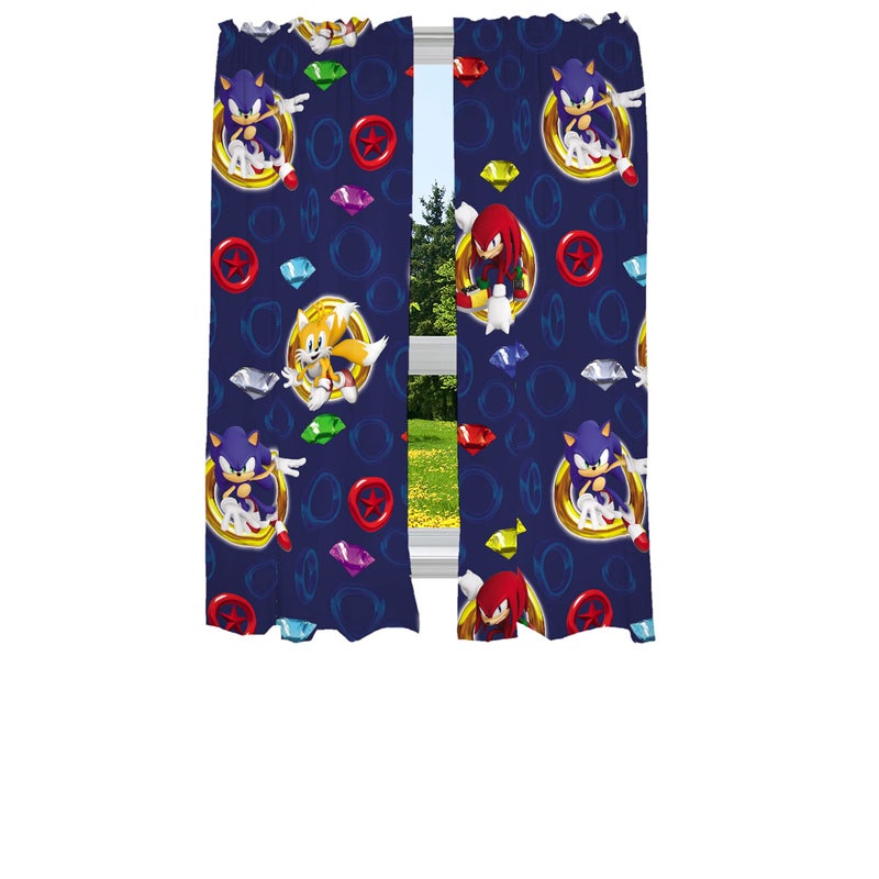 Franco Sonic the Hedgehog Kids Window Curtains, 84 Inch Length 2-Panel Set, Semi Light Filtering Drapes for Bedroom & Playroom, (Officially Licensed Product) by Franco - Image 1