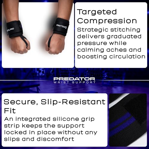 Solpro Predator Weight Lifting Wrist Support | Advanced Wrist Support for Powerlifting & Strength Training (Black/Blue) - Image 5