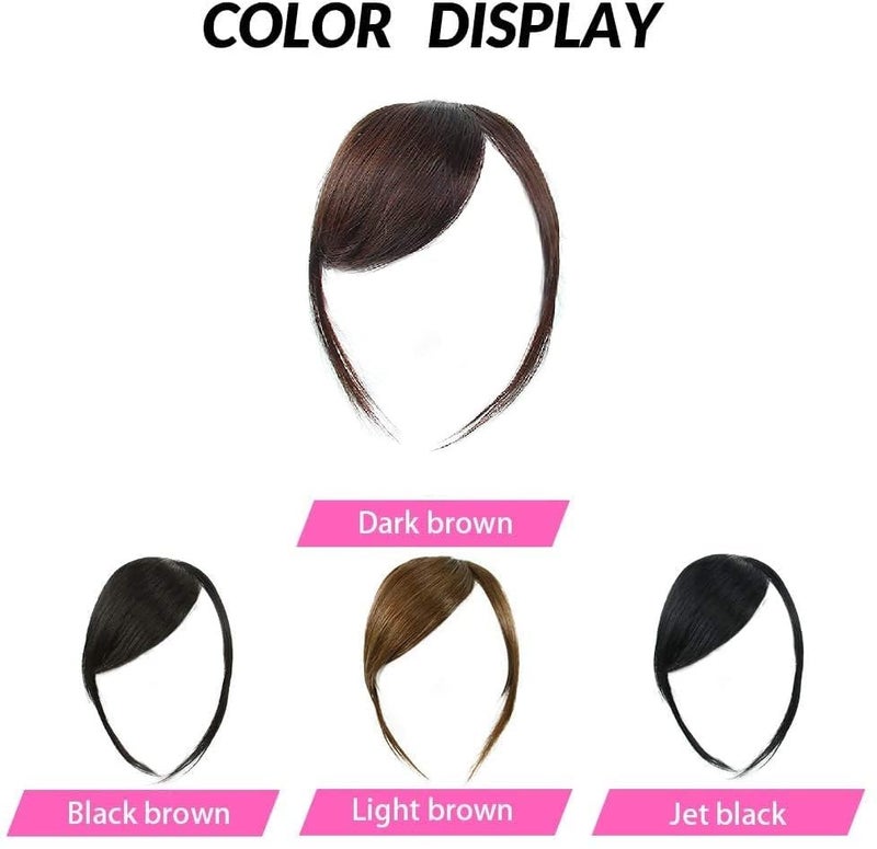 Dsoar Clip-in Bangs: Thick Real Human Hair Side Bangs, Natural Straight Fringe Hair Extensions (Dark Brown, with Temples) - Image 5