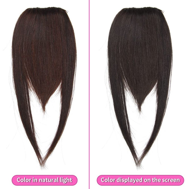 Dsoar Clip-in Bangs: Thick Real Human Hair Side Bangs, Natural Straight Fringe Hair Extensions (Dark Brown, with Temples) - Image 3