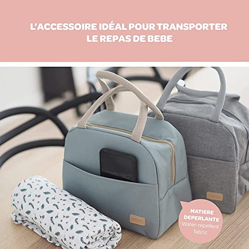 Beaba Insulated Lunch Bag for Baby & Kids, Isothermal Keeps Food Hot or Cold For Several Hours, Waterproof Fabric with Front Pocket, Large and Flexible Handles, Soft Material, 5L Capacity (Sage Green) - Image 2