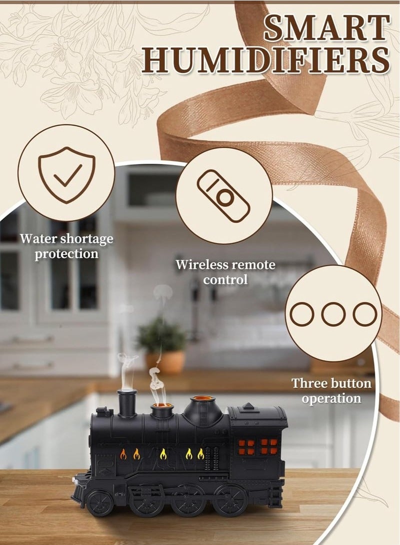TIGER Train Essential Oil Diffuser 300ml – Retro Steam Train Design Aroma Humidifier with 2 Light Modes, 2 Mist Settings, Remote Control – Ultrasonic Cool Mist Diffuser for Bedroom, Home, Office, Gifts & Decor – Quiet Operation, Night Light - Image 3