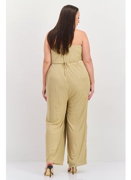 Bar III Nicole Williams English x Bar III Women Plus Size Lace Details Sleeveless Jumpsuit, Beige  - Image 4