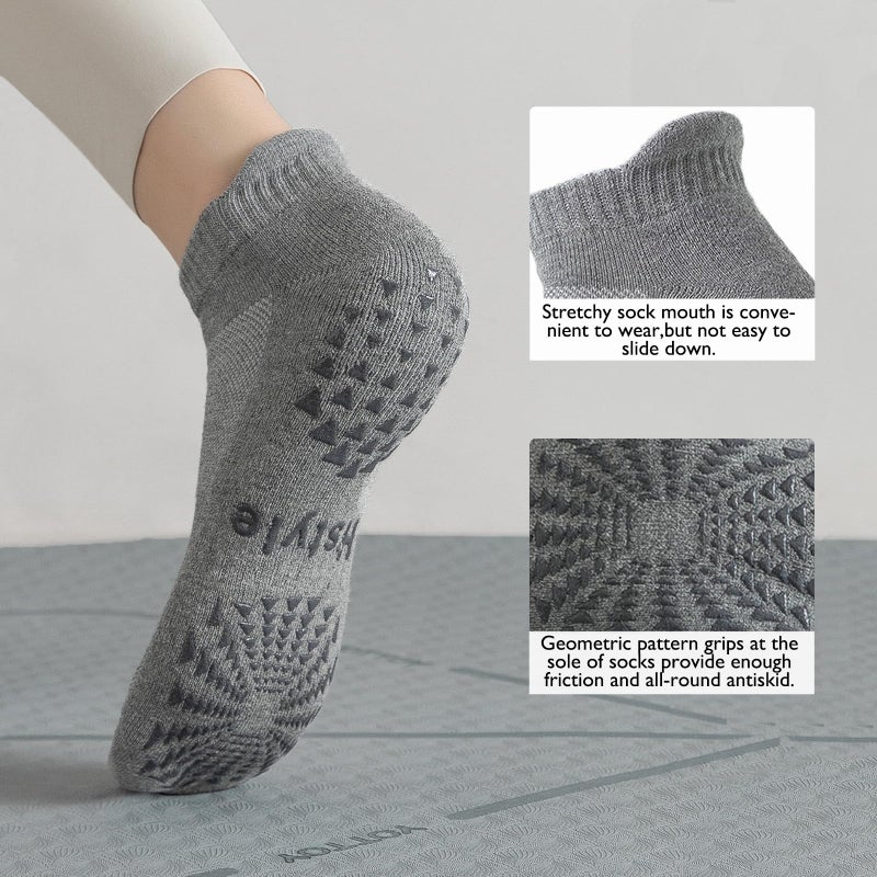 Hstyle 3 Pairs of Yoga Socks with Grips for Women and Men, Ideal for Ballet, Barre, Barefoot Workout, Pilates Grip Socks Non Slip Socks - Image 5