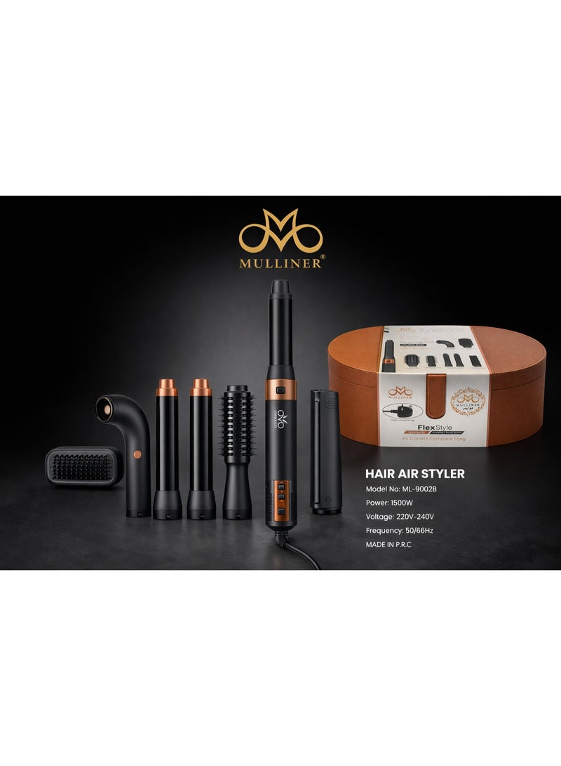 Mulliner ML-9002B 7-in-1 Air Styling & Drying System | 110000RPM High Speed Motor | 1200W Hair Dryer Brush | Volumiser & Styler | 220-240V - Image 2