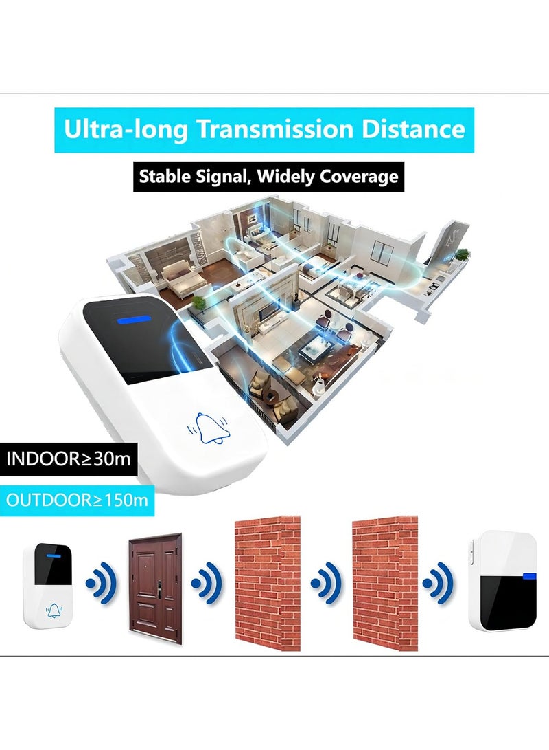 Wireless Doorbell Set with Adjustable Volume IP44 Waterproof Doorbell with 38 Melodies Multipurpose for Home Apartment Office School Hospital  - Image 4