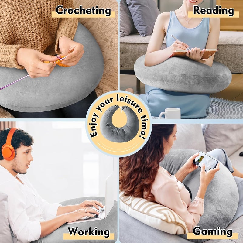 vamorry Gaming Pillow Arm Support Pillow for Bed & Sofa: Ergonomic U-Shaped Lap Pillow with Elbow Rest for Adults & Kids - Reduces Arm Pain & Fatigue During Gaming, Reading, Working & Crocheting - Image 2