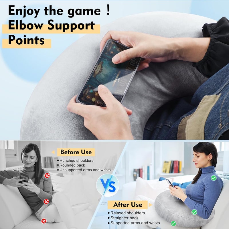 vamorry Gaming Pillow Arm Support Pillow for Bed & Sofa: Ergonomic U-Shaped Lap Pillow with Elbow Rest for Adults & Kids - Reduces Arm Pain & Fatigue During Gaming, Reading, Working & Crocheting - Image 3