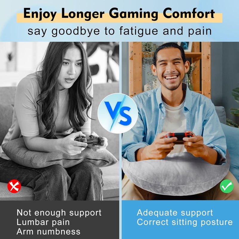 vamorry Gaming Pillow Arm Support Pillow for Bed & Sofa: Ergonomic U-Shaped Lap Pillow with Elbow Rest for Adults & Kids - Reduces Arm Pain & Fatigue During Gaming, Reading, Working & Crocheting - Image 4