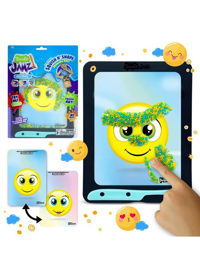 Sky Castle DoodleJamz JellyPics — Squishy Drawing Pads Filled with Non-Toxic Sensory Beads and Gel – No-Mess Fidget Art – ASMR – Re-usable to Make Endless Artistic Creations (Green, Orange, Blue Beads) - Image 1