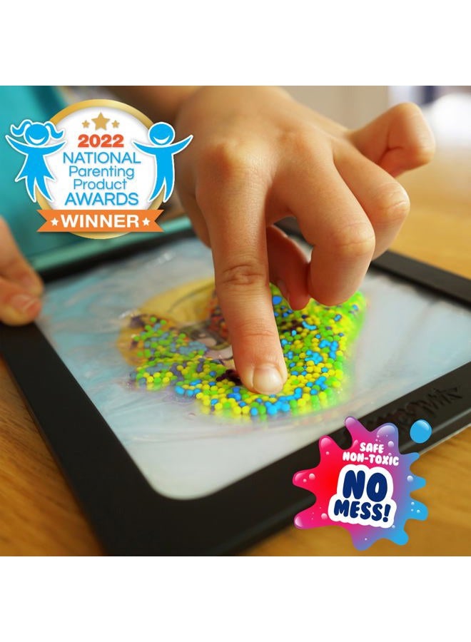 Sky Castle DoodleJamz JellyPics — Squishy Drawing Pads Filled with Non-Toxic Sensory Beads and Gel – No-Mess Fidget Art – ASMR – Re-usable to Make Endless Artistic Creations (Green, Orange, Blue Beads) - Image 3