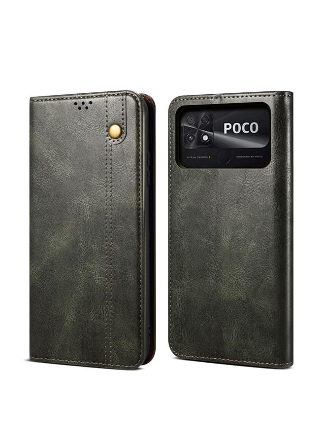 The Bros Case For Xiaomi Poco C40 Global Oil Wax Crazy Horse Texture Leather Phone Case