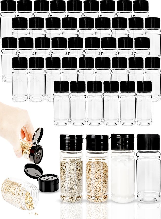 Conagel 48 Pack 2.7 oz Plastic Spice Jars with Lids Small Empty Clear Spice Bottles Seasoning Shaker Containers for Kitchen Travel Camping Spice Organization, 3 colors - Image 1