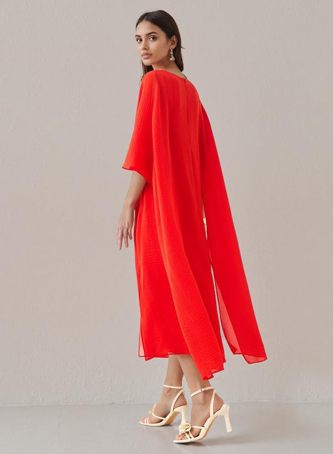 ايكونيك فستان سهرة ميدي أيقوني بأكمام كاب - Image 3