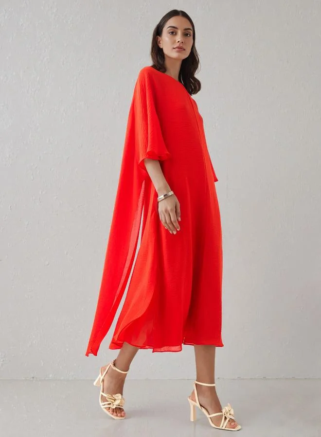 Iconic Iconic Midi Party Dress with Cape Sleeves