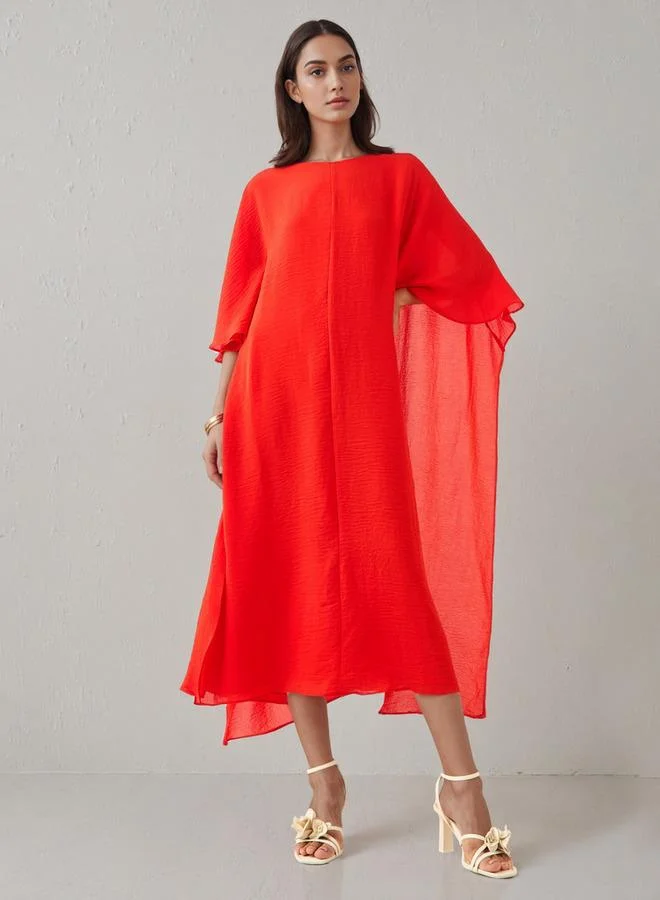 Iconic Midi Party Dress with Cape Sleeves
