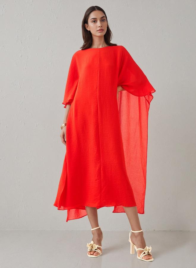 ايكونيك فستان سهرة ميدي أيقوني بأكمام كاب - Image 1