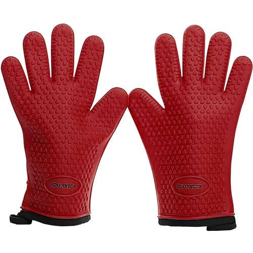 KITCHEN PERFECTION Silicone Smoker Oven Gloves - Extreme Heat Resistant BBQ Gloves - Handle Hot Food Right on Your Smoker Grill Fryer Pit | Waterproof Oven Mitts | Superior Value Set + 3 Bonuses - Image 1