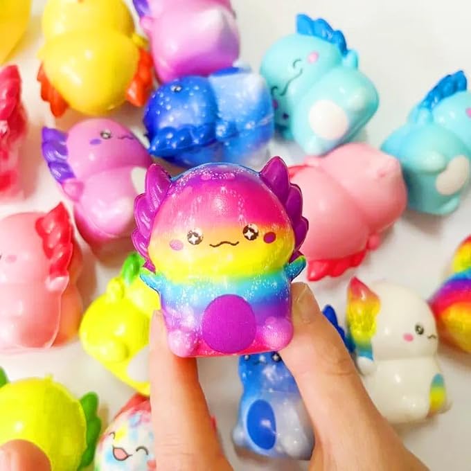 Holydeck 24 Pack Axolotl Slow Squishy Toys Soft Stress Relief Fidgets Toys for Kids Boys Girls Party Favors Novelty Prizes - Image 5